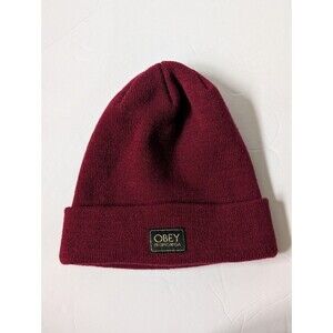 Obey propaganda Vernon Beanie Wine Red Pristine Condition Adult One Size